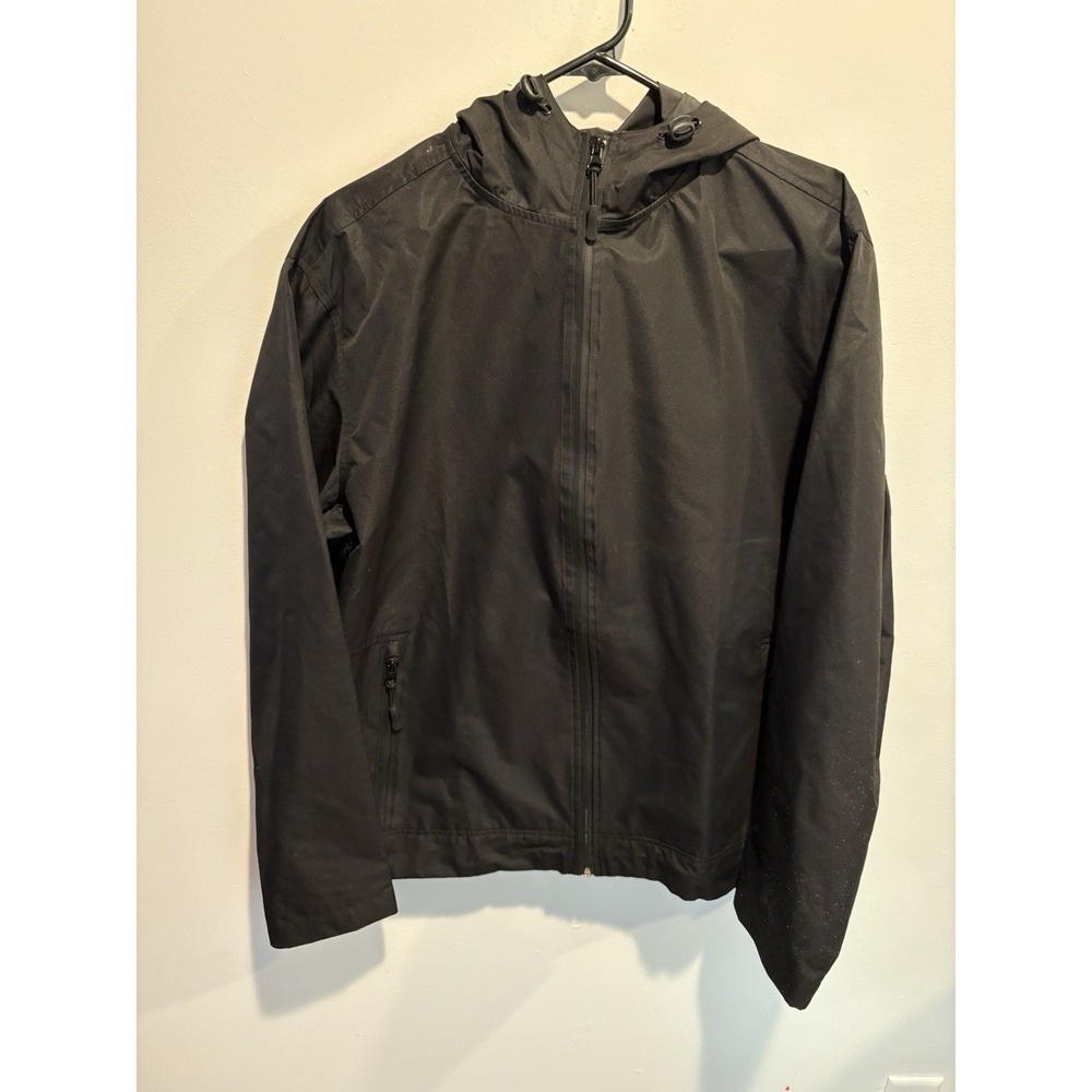 Faded Glory Men's Black Hooded Windbreaker Rain Jacket M Lightweight Vintage Y2K